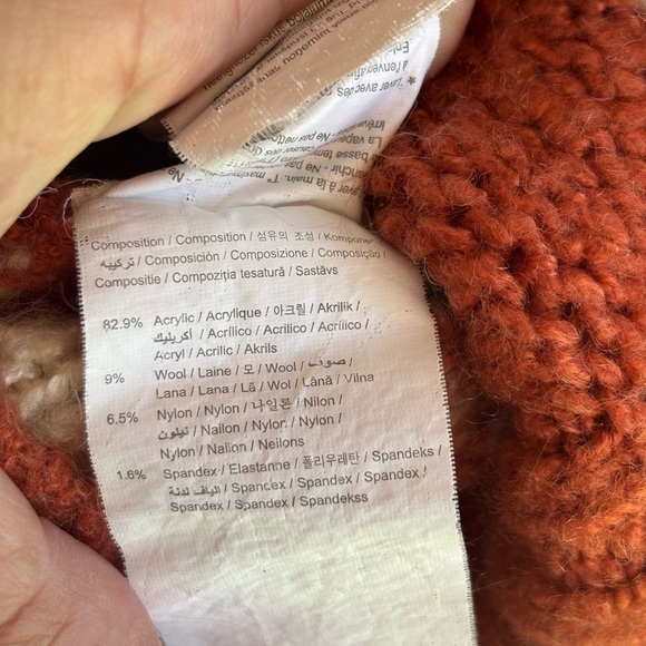 Cache Cache Wool Blend Burnt Orange Women's Sweater Medium Cabincore Winter Ski - Picture 4 of 11